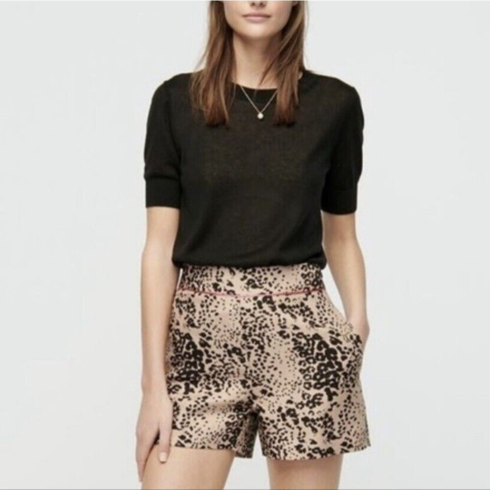 Re-Imagined by J. Crew High Waisted Leopard Print Trouser Shorts, Size 0